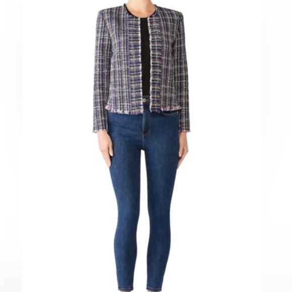 IRO Frannie Tweed Distressed Jacket Blue/Pink -Size 38 - Picture 4 of 14
